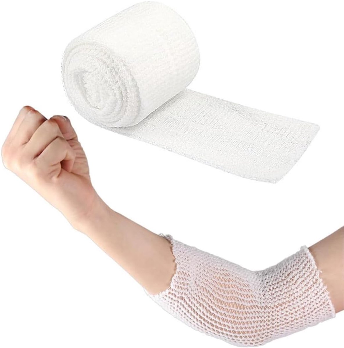Ademende slangbandage van netstof, voor pols, ellebogen, voeten, benen, 2 m x 3,8 cm - ShopVlot