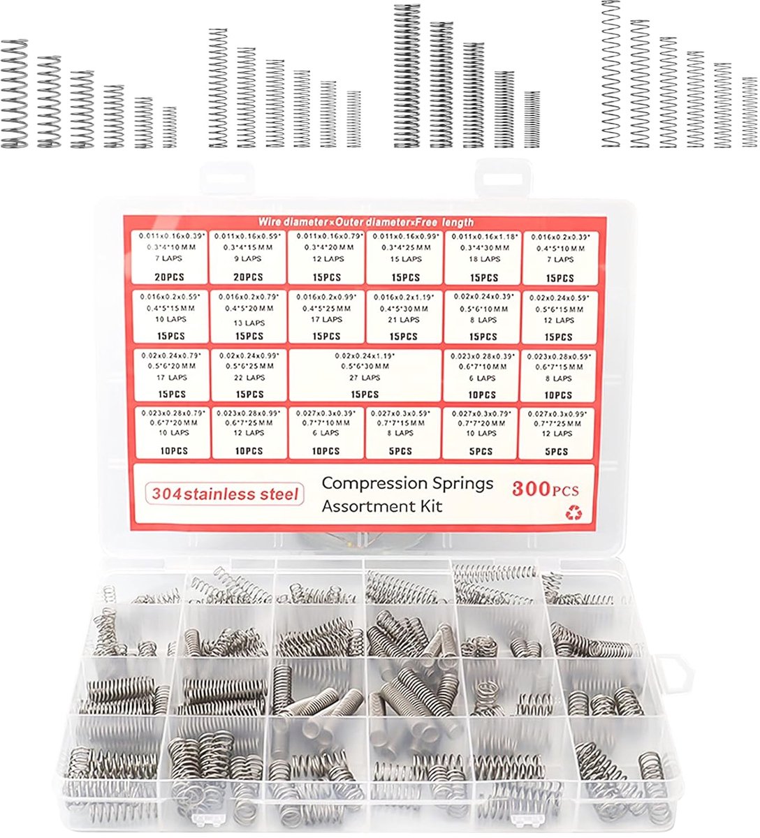 300 Pcs Compression Springs Assortment Spring Tension Springs Assortment 23 Different Sizes Mechanical Metal Mini - ShopVlot
