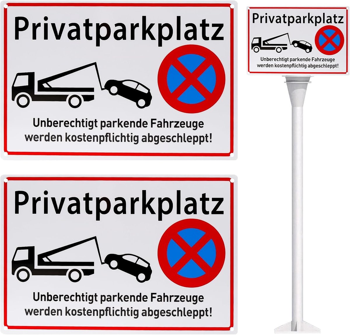 2 stuks bord parkeren verboden, 30 x 20 cm waarschuwingsbord aluminium, privéparkeerplaats, waarschuwingsbord met - ShopVlot