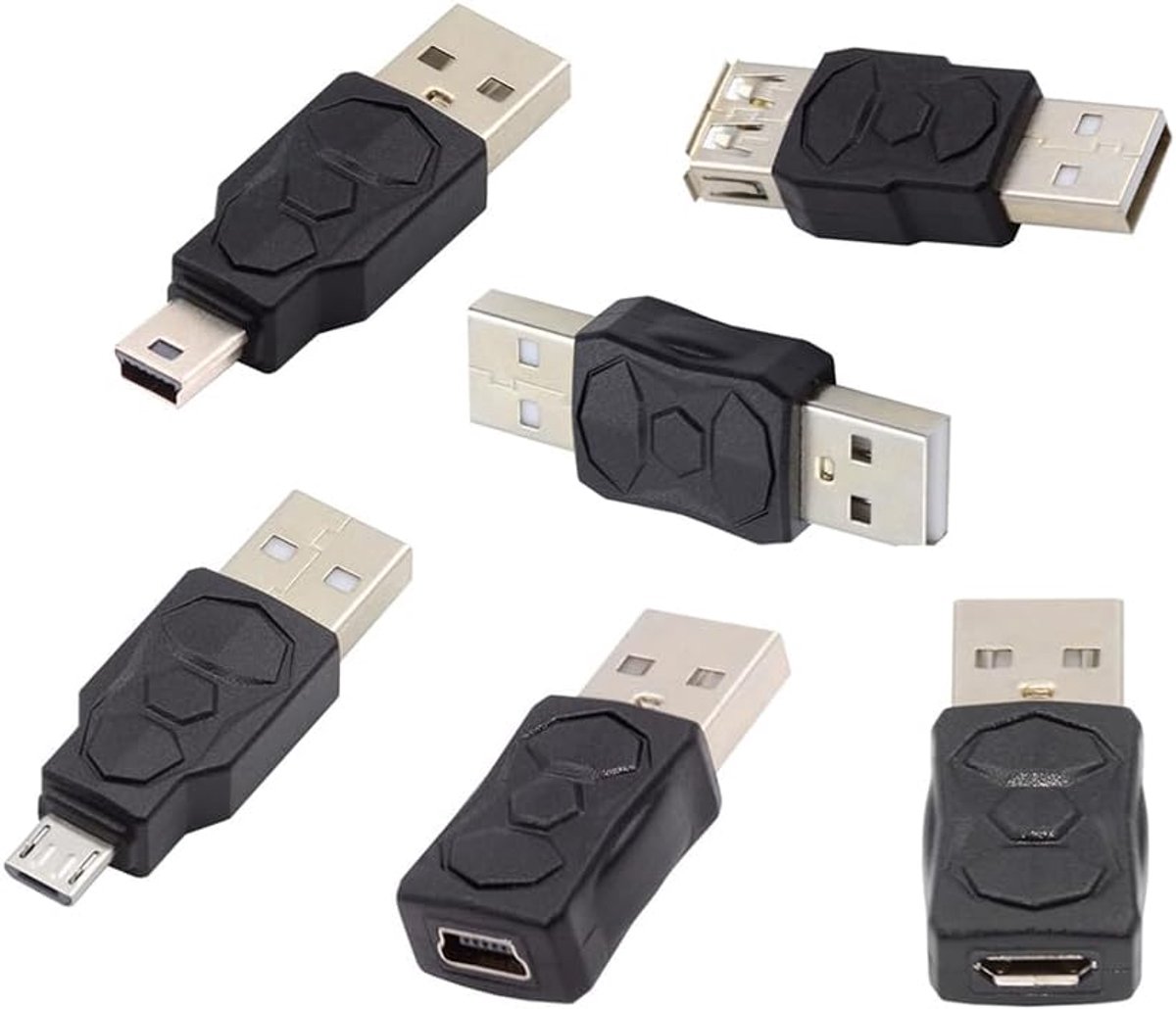 6pcs/lot Type-A Micro USB 2.0 Mini USB 5Pin Male to Female Extension Data Power Adapter - ShopVlot