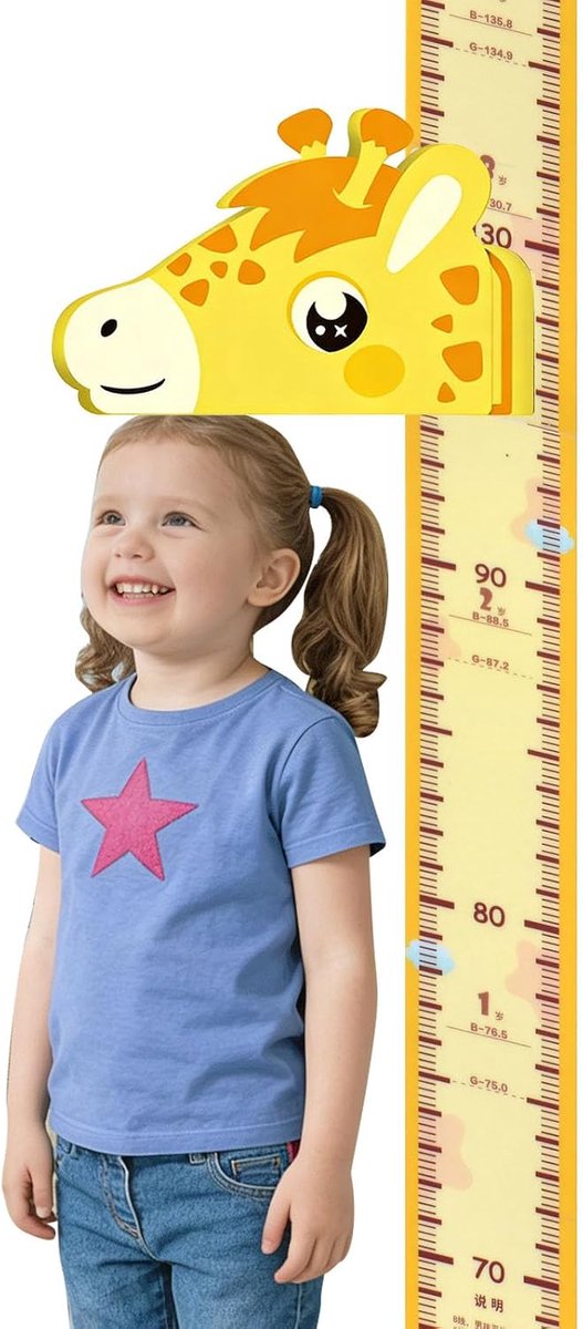 Meetlat 3D-giraf - afneembare magnetische groeimuursticker - meetbereik 65-180 cm - leuke decoratie voor kinderkamer - ShopVlot