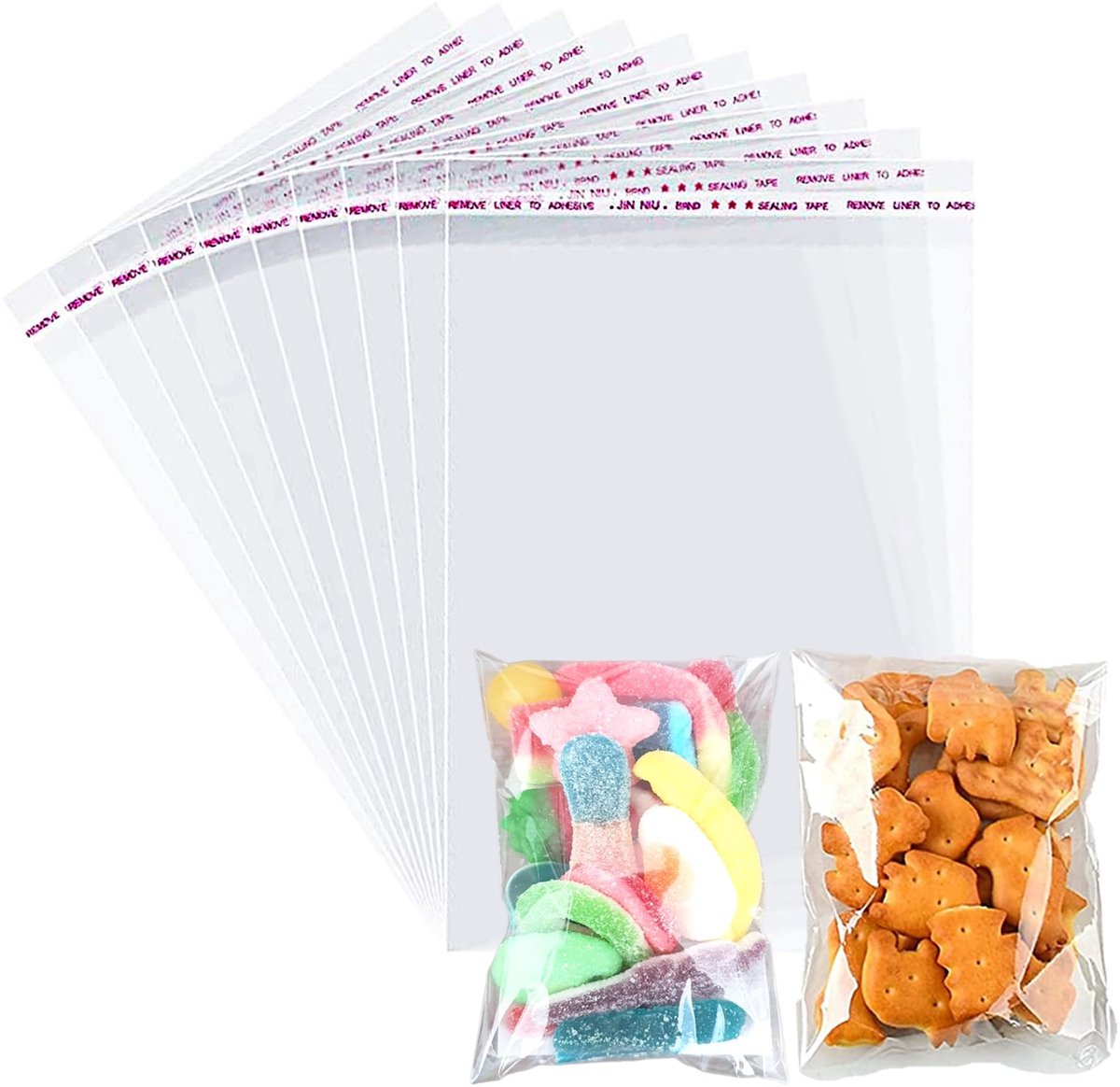 Solidchoice - Pack van 100 Transparante Zelfklevende Cellofaanzakjes