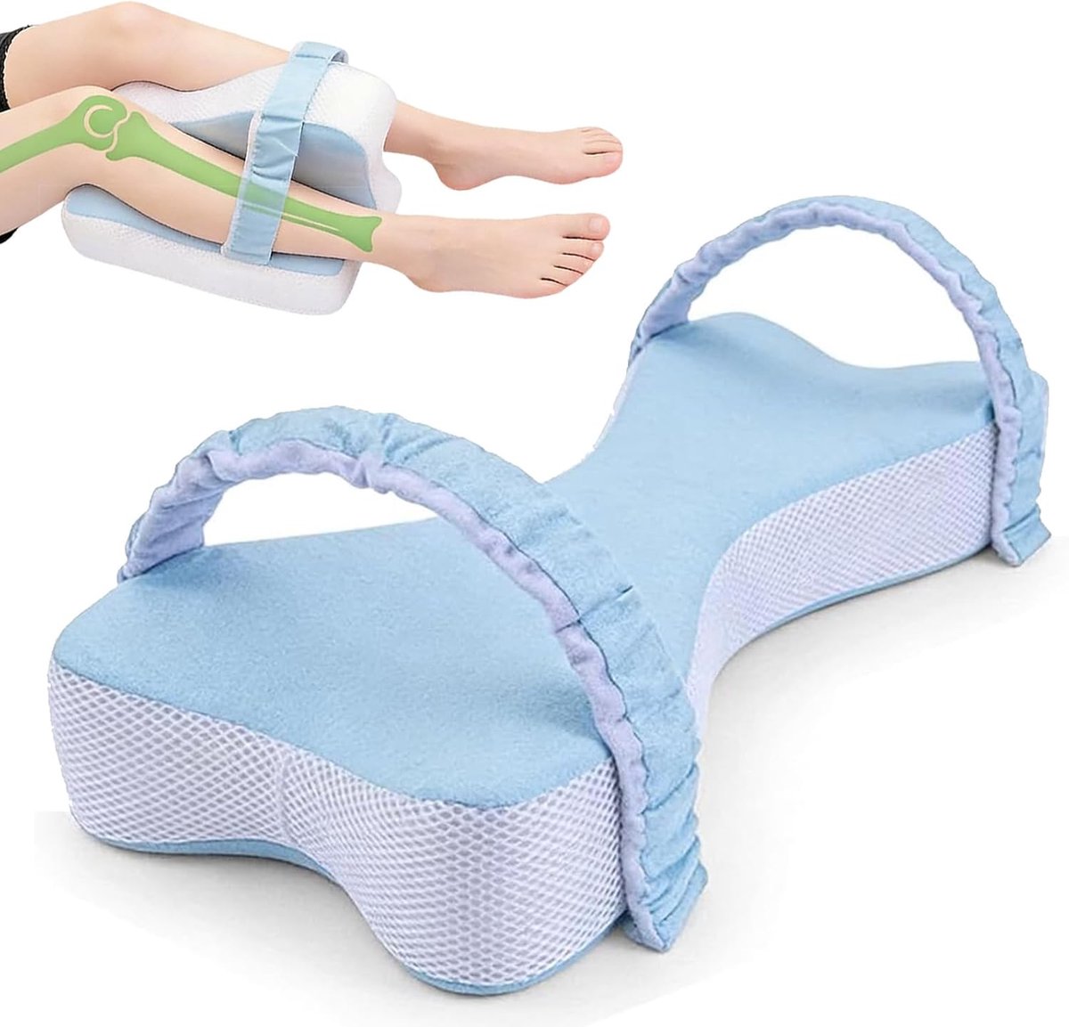Kniekussen voor zijslapers - extra groot 53 cm - traagschuim - ergonomische ondersteuning voor een rustige slaap - ShopVlot