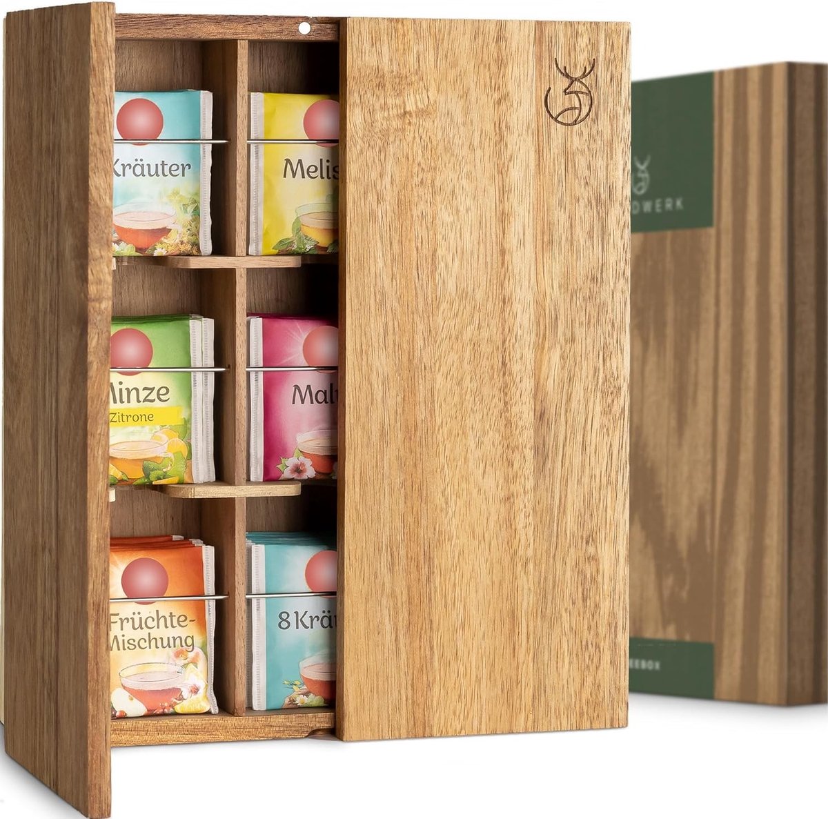 Theedoos - Bruin - 100 ml - Robuust Eikenhout - Voor Theeliefhebbers