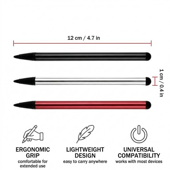 Solidchoice - Set van 3 Universele Touchscreen Stylus Pennen — afbeelding 4