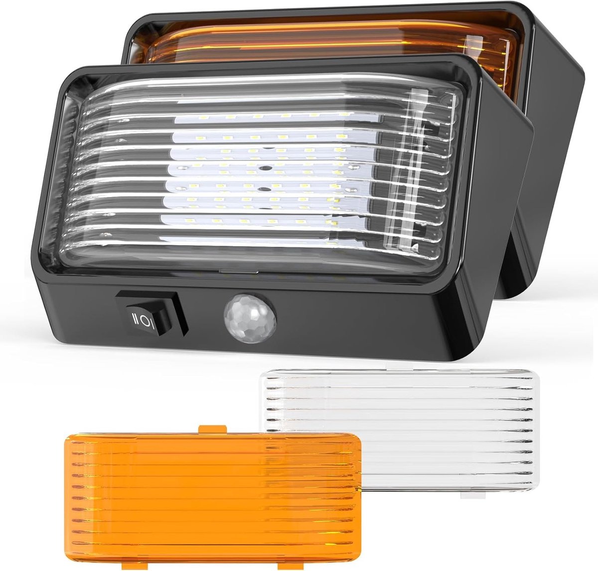 Verandverlichting voor Campers - Zwart - 12 V - LED met Schakelaar - Voor Aanhanger, Auto, Boot (2 Stuks)