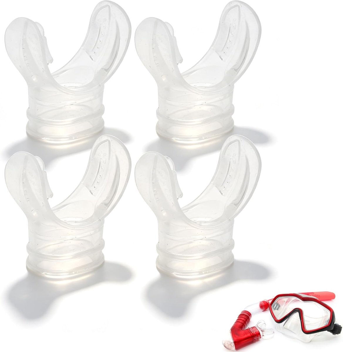 Mondstuk duikuitrusting 4 pack - siliconen - geurloos en zacht - comfortabel snorkelen - ShopVlot
