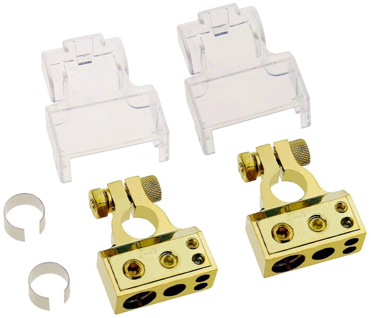 Batterijterminals A351 - Goudkleurig - Voor 12V autoaccu - Optimale roestbescherming - ShopVlot