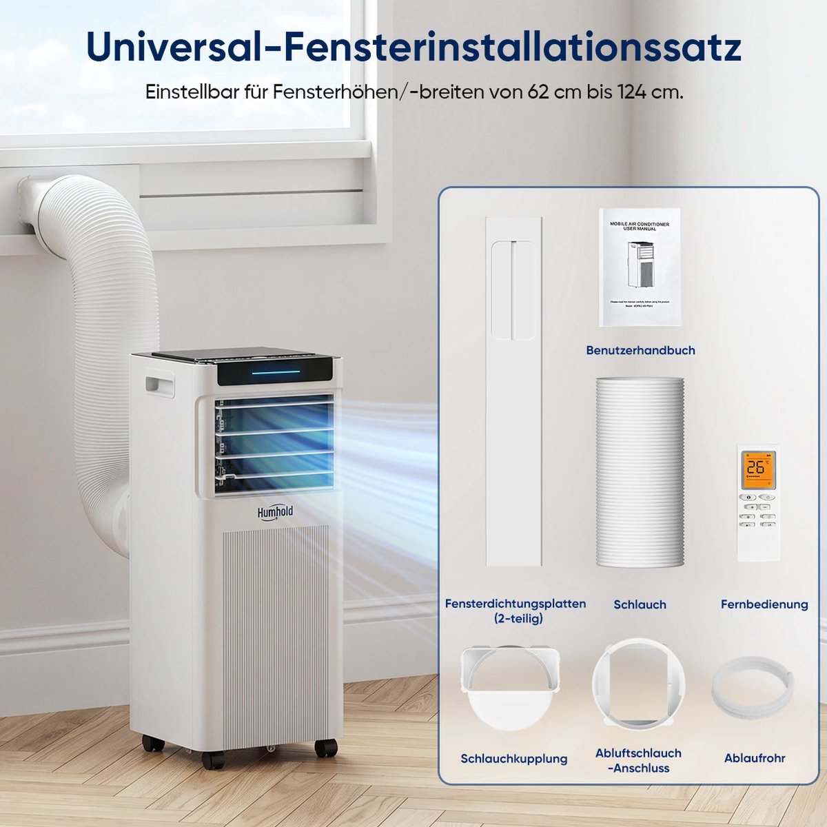 KungFu buy Mobiele airco 9000 BTU 3-in-1 airconditioner met stille slaapmodus koelen ontvochtigen ventileren 2,6 kW capaciteit thumbnail 5