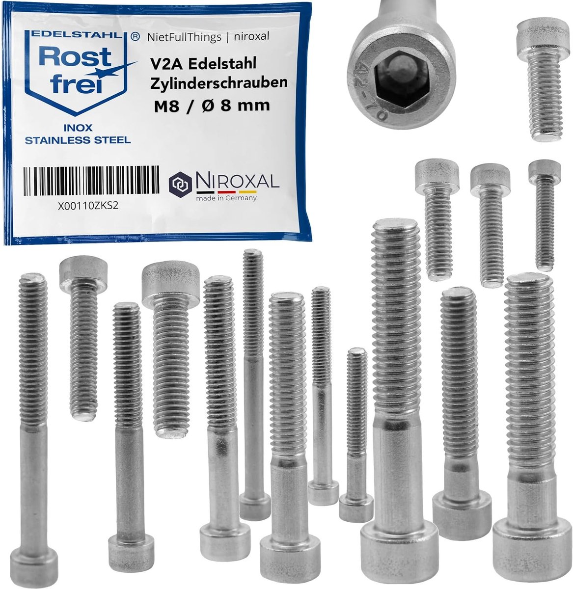 Cilinderkopbout M8 40 mm - RVS V2A - 25 stuks - Geschikt voor bevestiging - ShopVlot