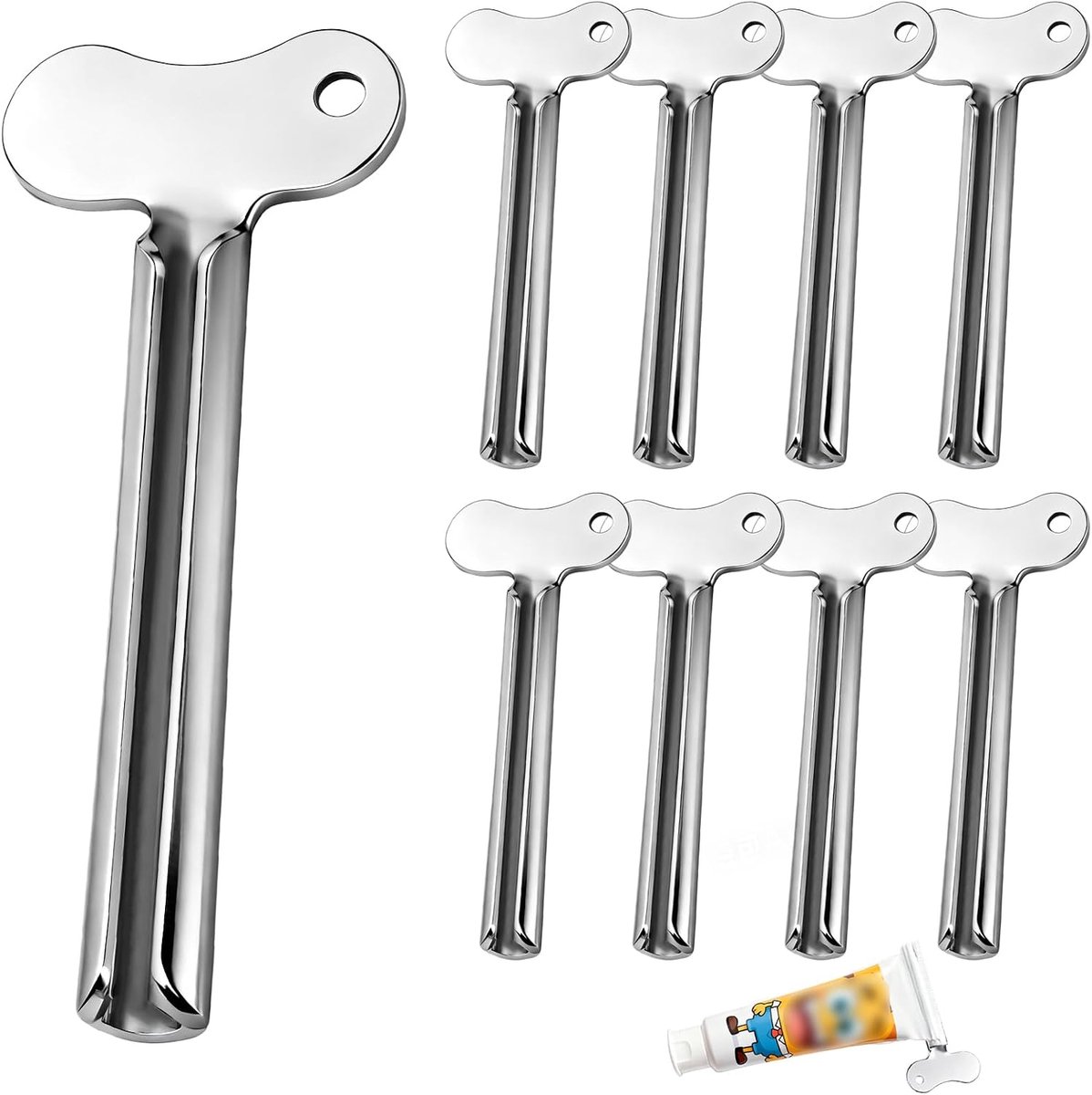 Tandenpasta tube knijpers - roestvrij staal - set van 10 - vermindert verspilling - ShopVlot