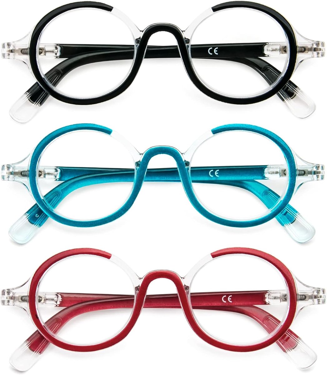 KoKoBin 3 Pack Reading Glasses for Women Men Retro Round Oversized Frame Anti-Blue Light Glasses with Spring Hinge - ShopVlot