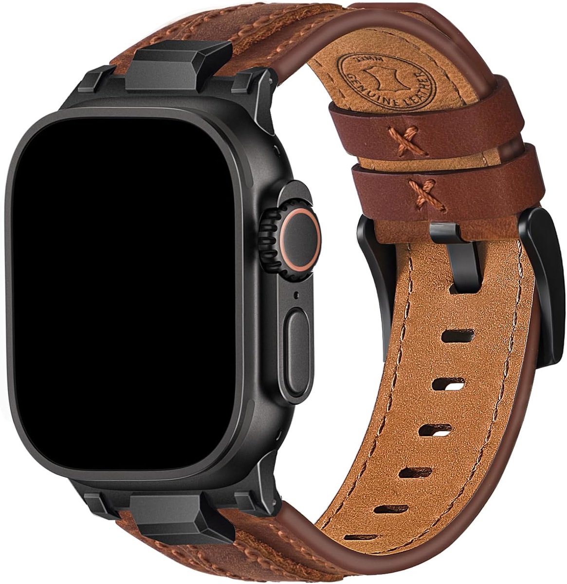 Wristitani Compatible with Apple Watch Leather Strap for Men 49/46/45/44/42mm, Genuine Leather Strap with Durable - ShopVlot