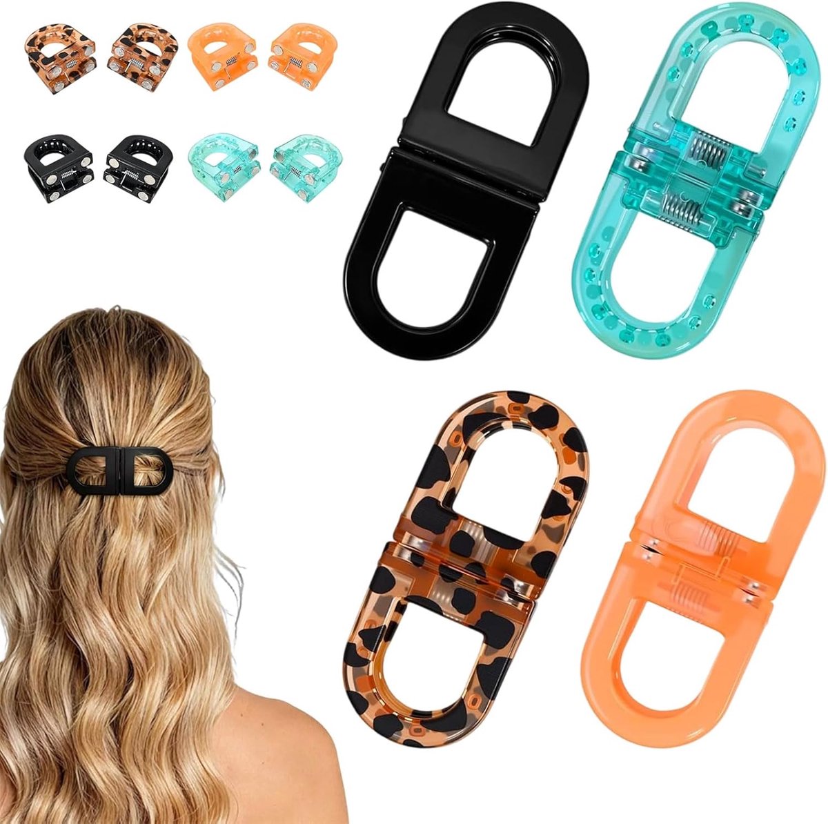 4 Stück Flache Haarspangen Damen, Elegante Haarklammern voor Dun & Dik Haar, Stijlvolle Haarsieraden Set, Modieuze - ShopVlot
