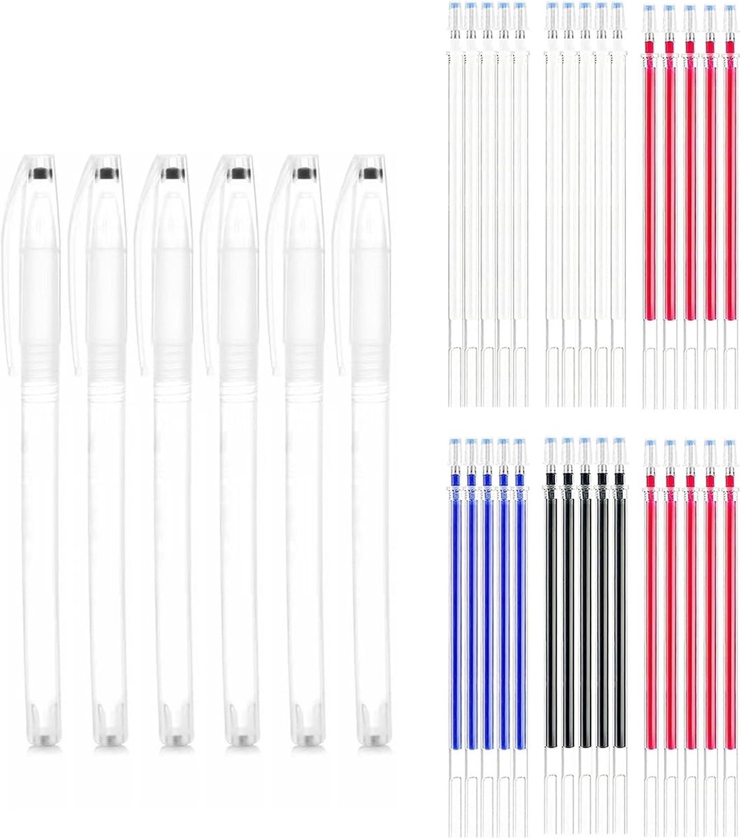 36 sets heat erasable fabric marker pens, fabric markers, sewing quilting with 6 blank pens and 30 refills erasable - ShopVlot