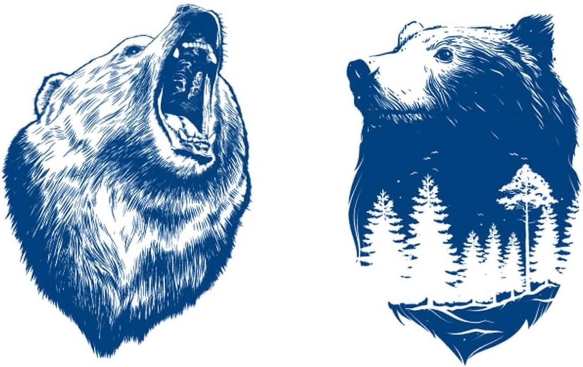 2 Small Leaves Temporary Bear Tattoos Animal Semi-Permanent Tattoos Long Term Tattoos GZX071 072 - ShopVlot