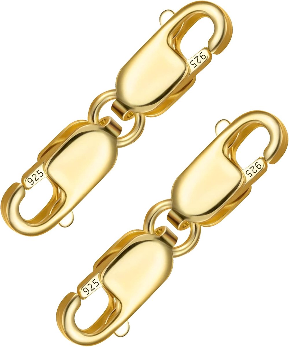 AEXCRAFT 2 Pcs Chain Extension Gold Chain Clasp Silver 925 Jewelry Clasp for Bracelets, Necklaces, DIY Jewelry Making - ShopVlot