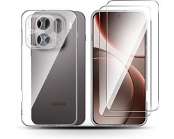 Holilo Cover + 2 Pieces Tempered Glass Film for Oppo Find X9 Pro, Scratch-Resistant, Shockproof, Soft Touch, Hardness - ShopVlot