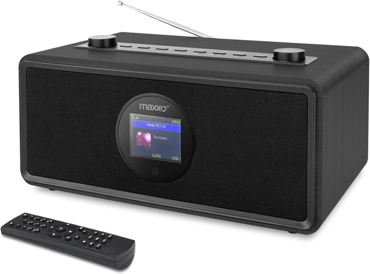 MAXXO DAB+ DT06 Internet Radio - Wooden Housing, 2 x 20 W RMS, Bluetooth, WiFi, USB, UPnP/DLNA, Alarm Clock and Remote - ShopVlot