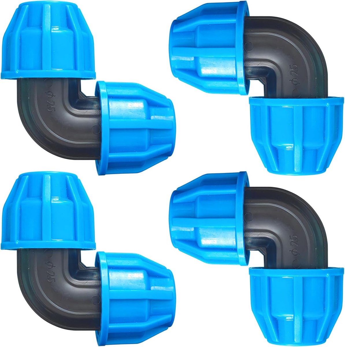 4pcs 25mm PE pipe screw corner, PE pipe screw angle 90° PN1.6 plastic PP coupling blue for PP coupling for indoor and - ShopVlot