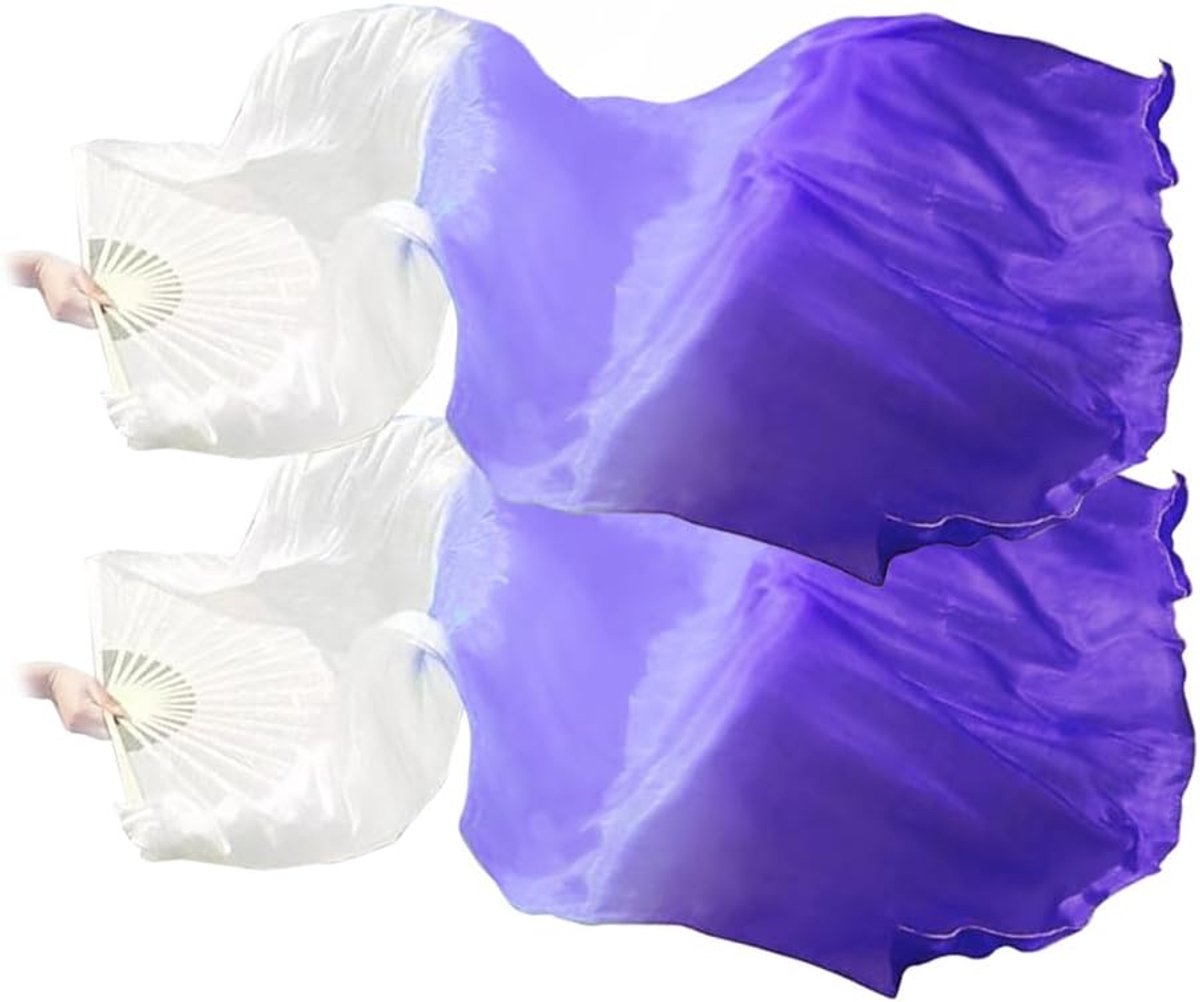 Anlising 1 Pair Silk Belly Dance Fan,Silk Long Fans,Belly Dancing Long Folding Fans,Belly Dance Silk Fan Veil,Belly - ShopVlot