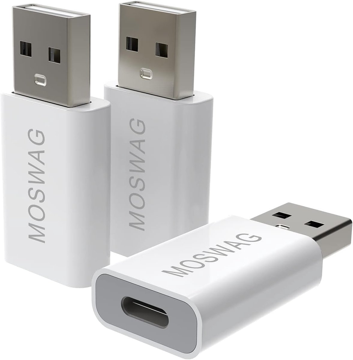 MOSWAG 3pcs USB C Adapter USB C to USB Adapter Male to USB C Connector, Compatible with Laptop, PC, Computer and More - ShopVlot