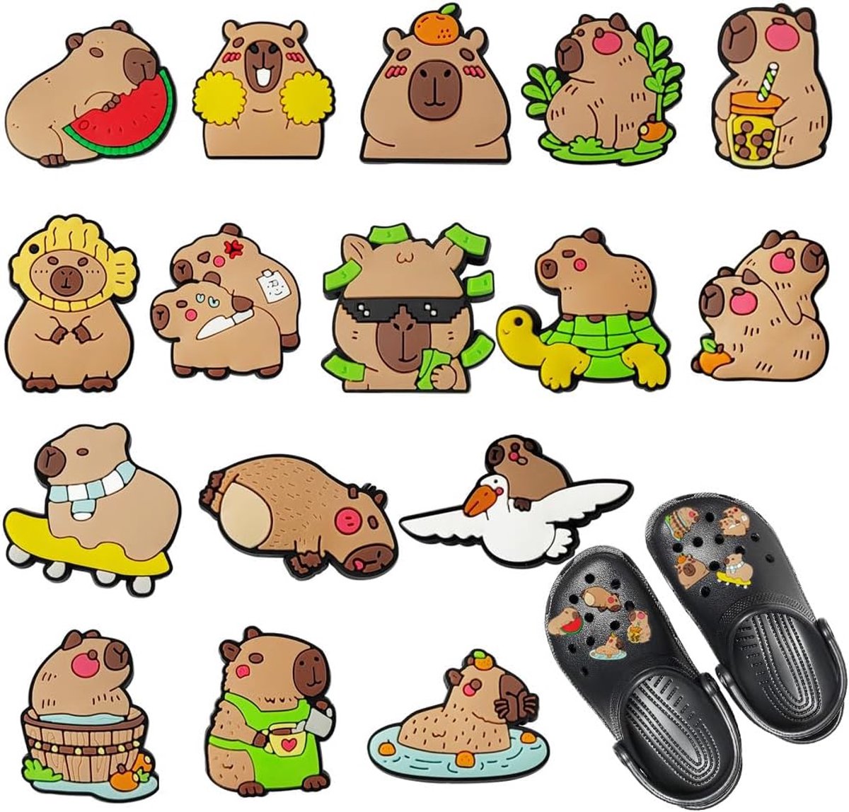 Shoe Charms Capybara Shoe Charms Animals Shoes Decoration Capybara Shoe Stud Cartoon Shoe Jewelry Buttons Shoe Pin - ShopVlot