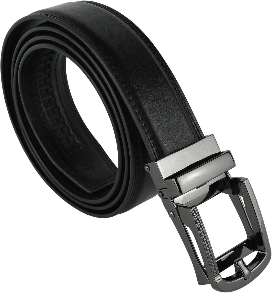 Maximum belt for men, made in Italy, with automatic buckle, can be shortened, black without seam, Black without seam - ShopVlot