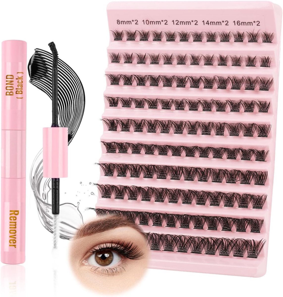Glowing Win Individual Eyelashes Set DIY Cluster Eyelash Set False Eyelashes with Eyelash Glue & Remover Individual - ShopVlot