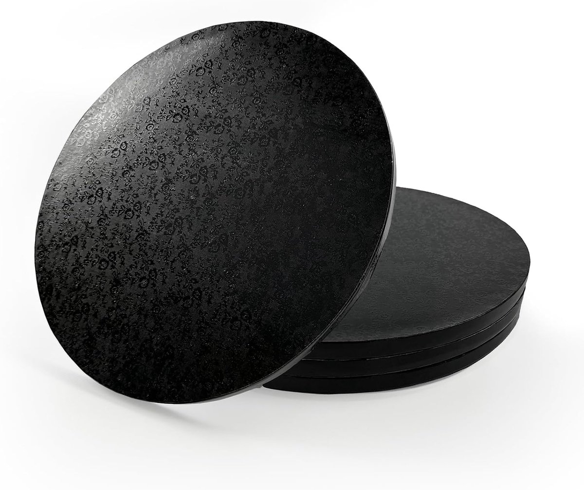 Miss Bakery's House® Cake Drum - 12 mm - Ø 34 cm - black - 4 pieces - cake pad - plate - thick - strong - coated - ShopVlot