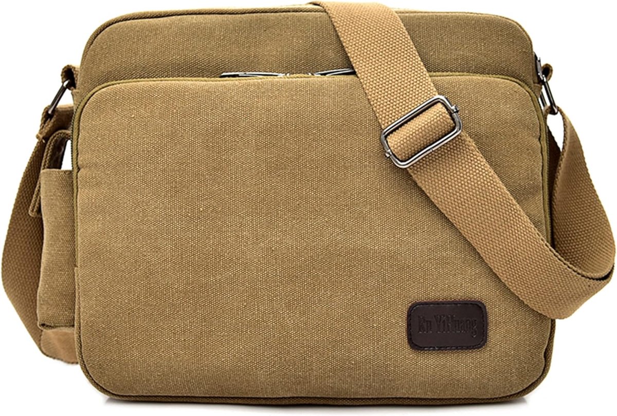 Fashion Men's Shoulder Bag Canvas Shoulder Bags Men Casual Travel Mountaineering Shoulder Bag Messenger Bag Khaki - ShopVlot