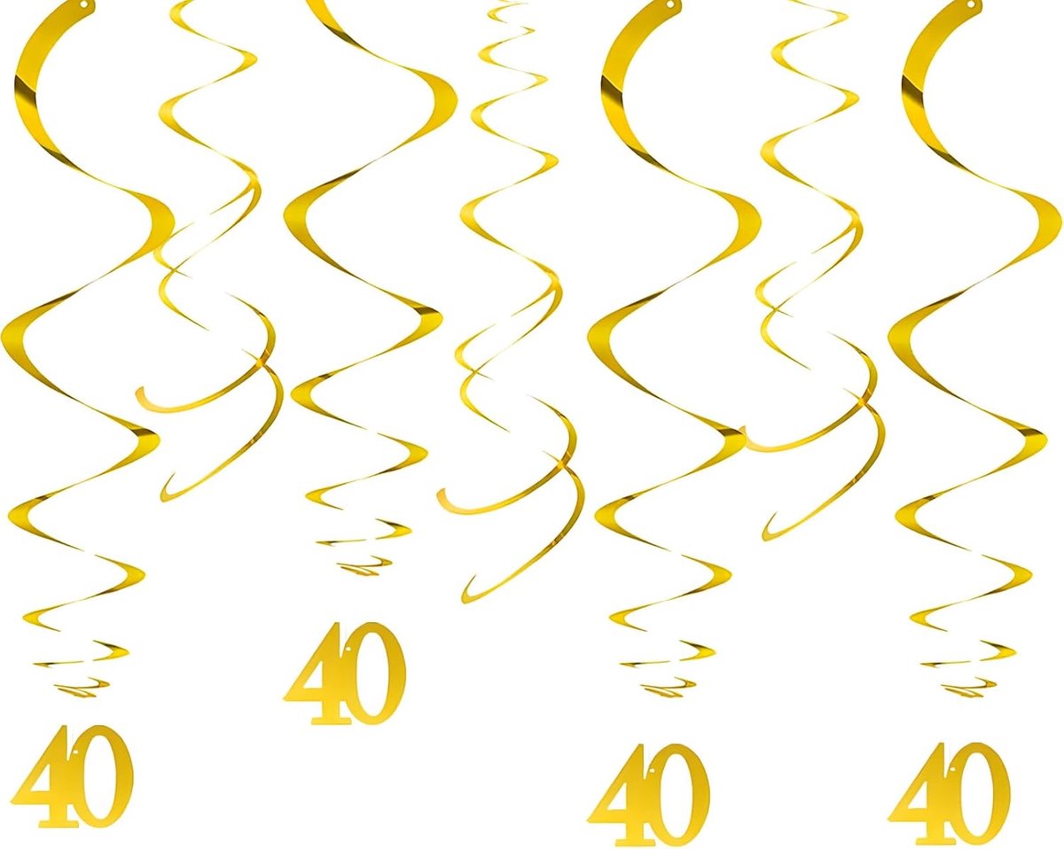 Spiraalslinger decoratie 21 stuks - Gouden 40e verjaardag - Hangende folies - Sfeervolle feestversiering - ShopVlot