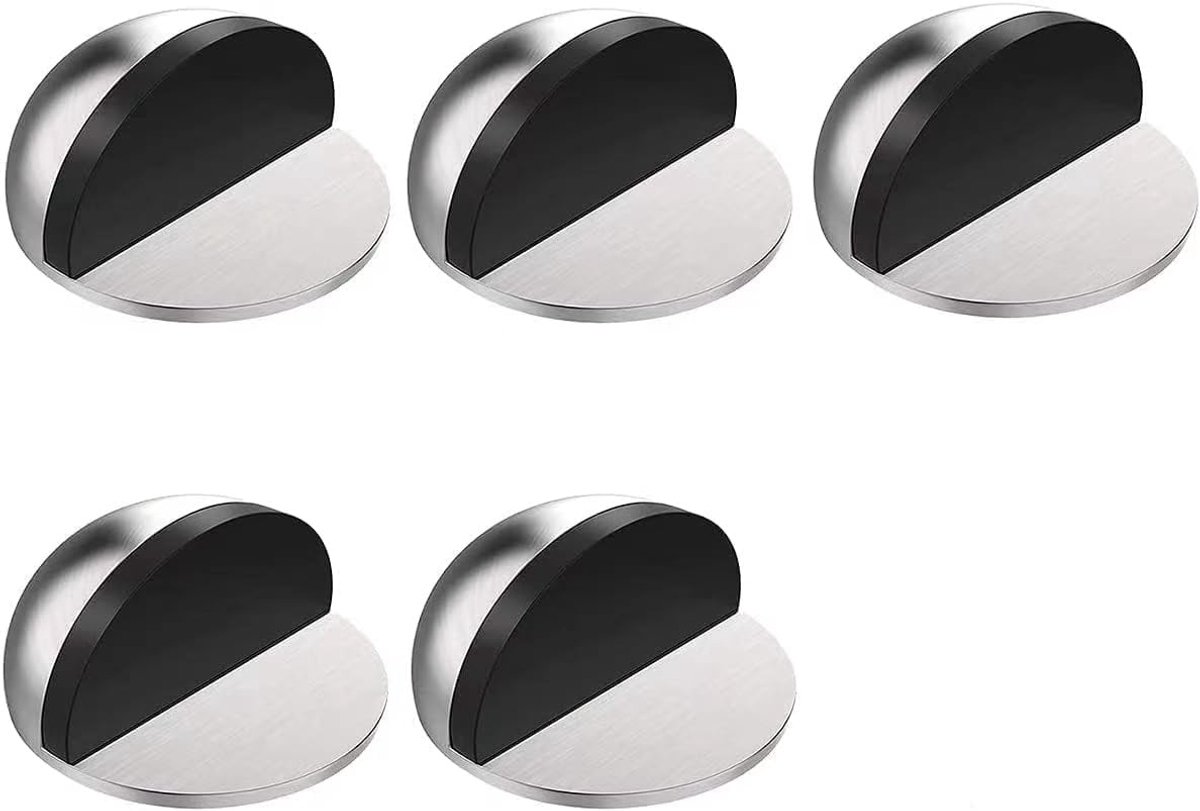 Deurstopper set 5 stuks - roestvrij staal - zelfklevend - geluidsabsorberend - ShopVlot