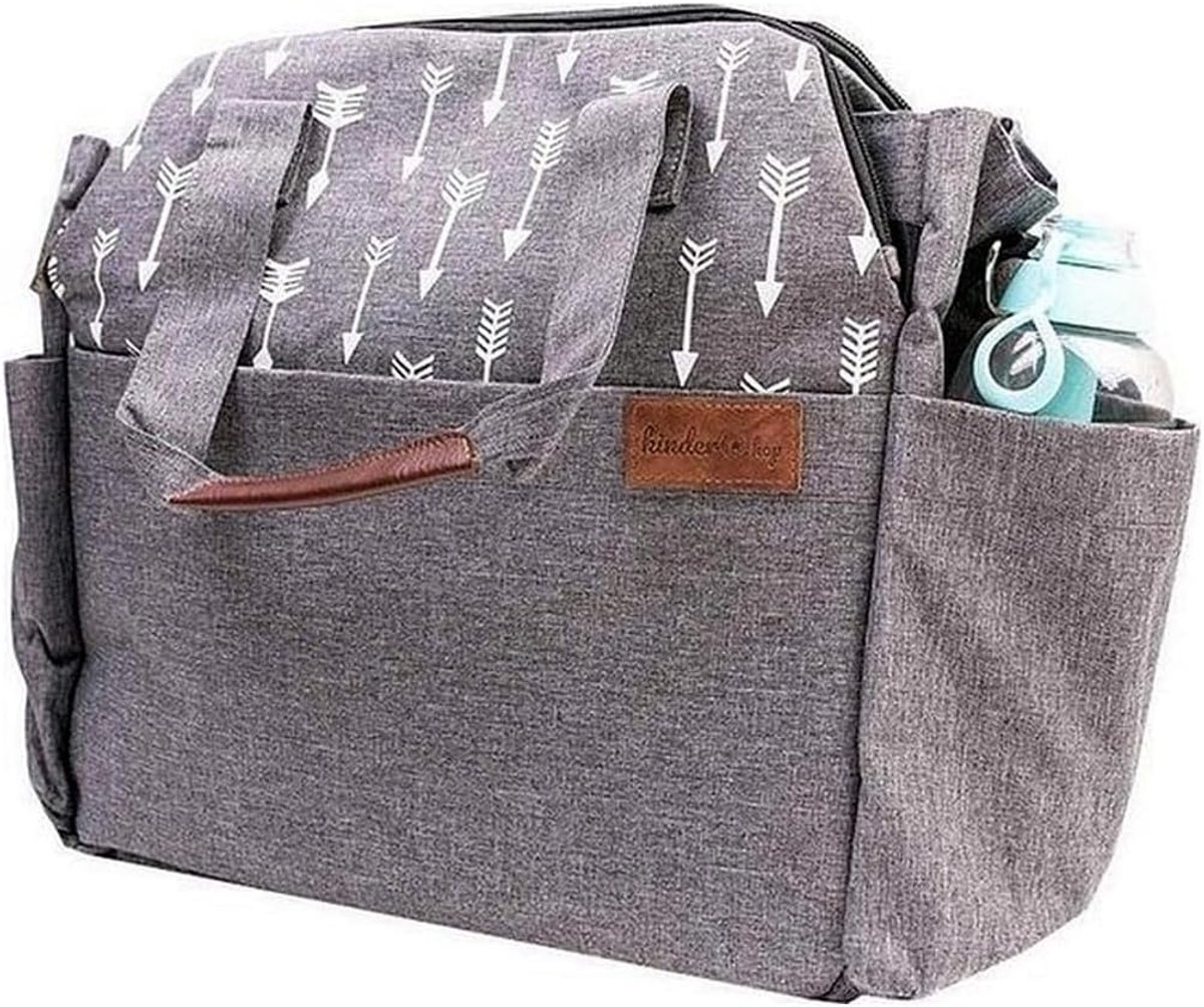 Babytas 43 x 35 cm - polyurethaan - grijs - perfect voor onderweg - ShopVlot