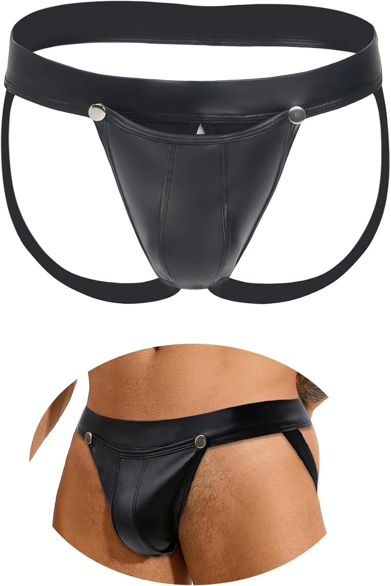 Thong voor mannen - Sexy PU leren jockstrap - Open kruis en zak - Perfect voor feesten - ShopVlot