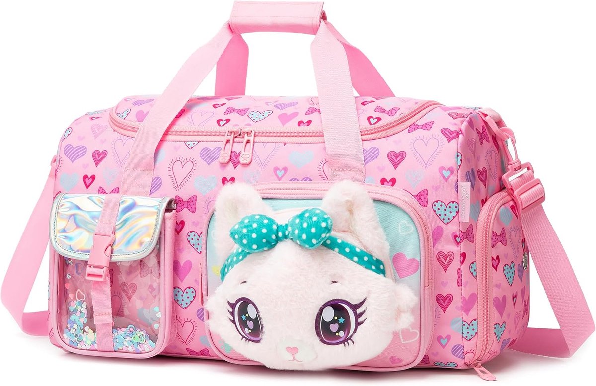 Sporttas voor meisjes - zacht pluche - met schoenenvak - ideaal voor gym en weekend - ShopVlot