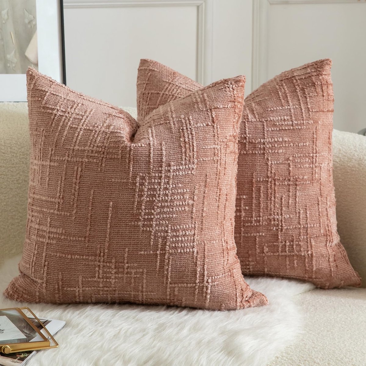 Sierkussenhoezen set van 2 - 26 x 26 inch - zacht chenille - luxe uitstraling - ideaal voor woonkamer - ShopVlot