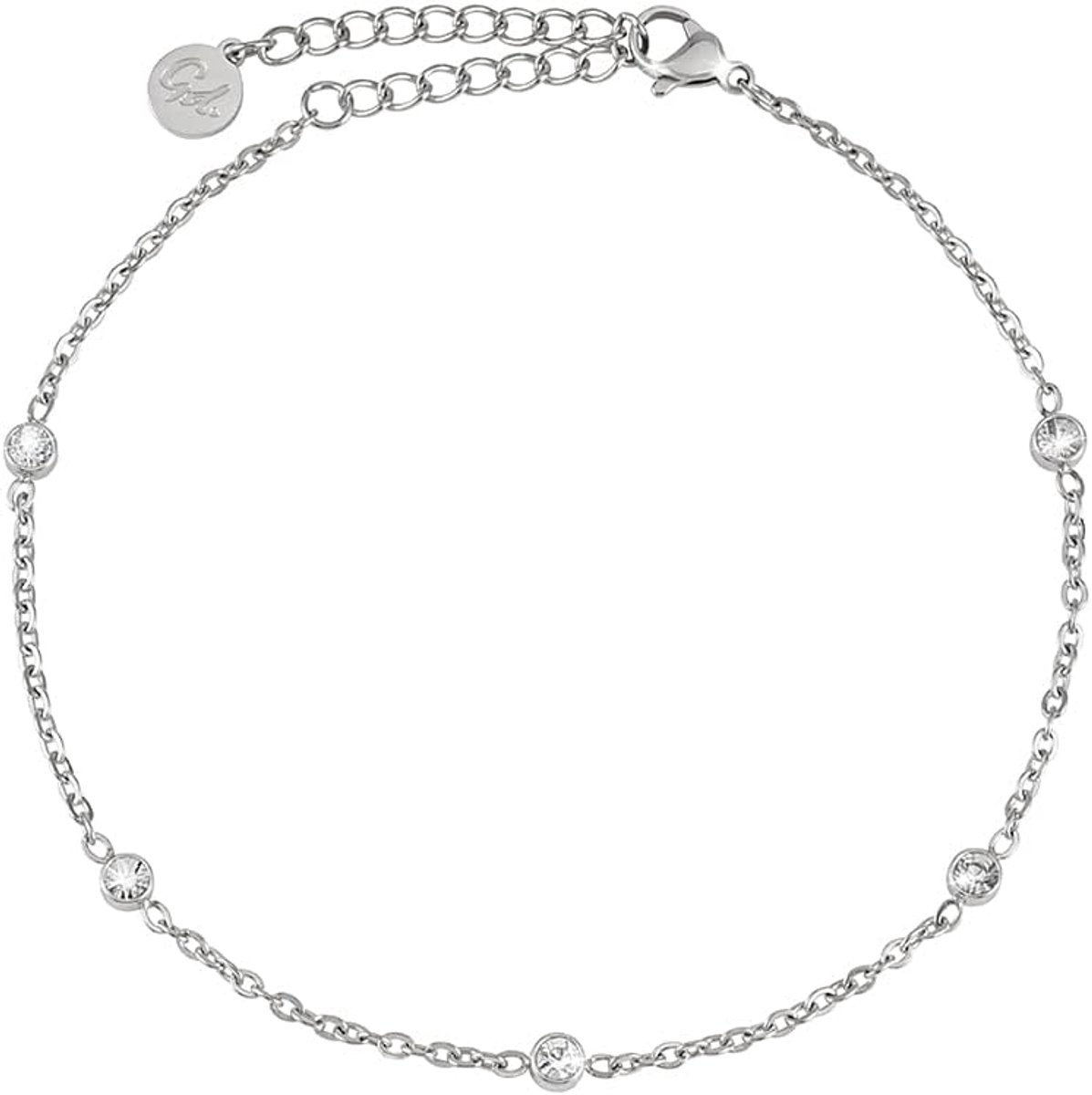Anklet voor vrouwen verstelbaar 22-27cm - RVS in 18K goud en zilver - Waterdicht - Sprankelende dots - ShopVlot
