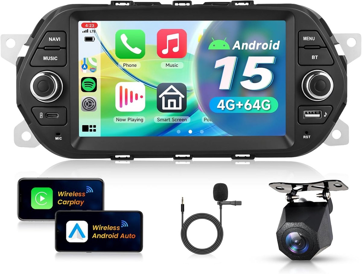 Auto Radio 7 Inch - Android 15 - 4G+64G - Draadloos Carplay met GPS - ShopVlot