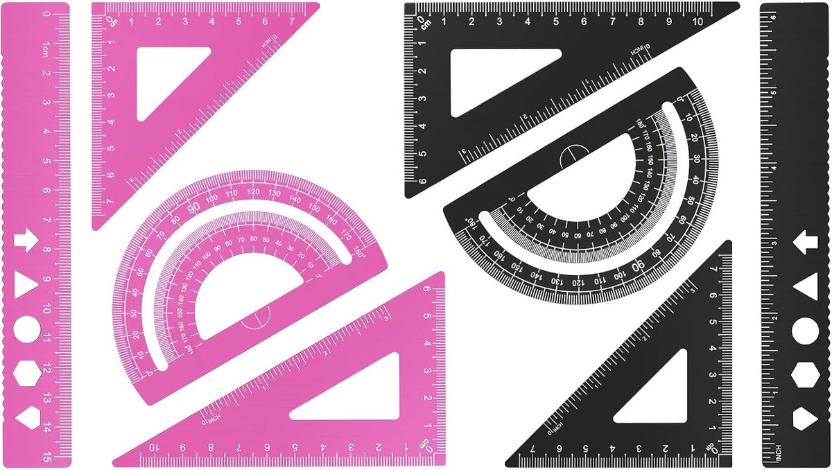 Geometrieset 8-delig - Aluminiumlegering - Lichtgewicht en duurzaam - Ideaal voor studenten en ingenieurs - ShopVlot