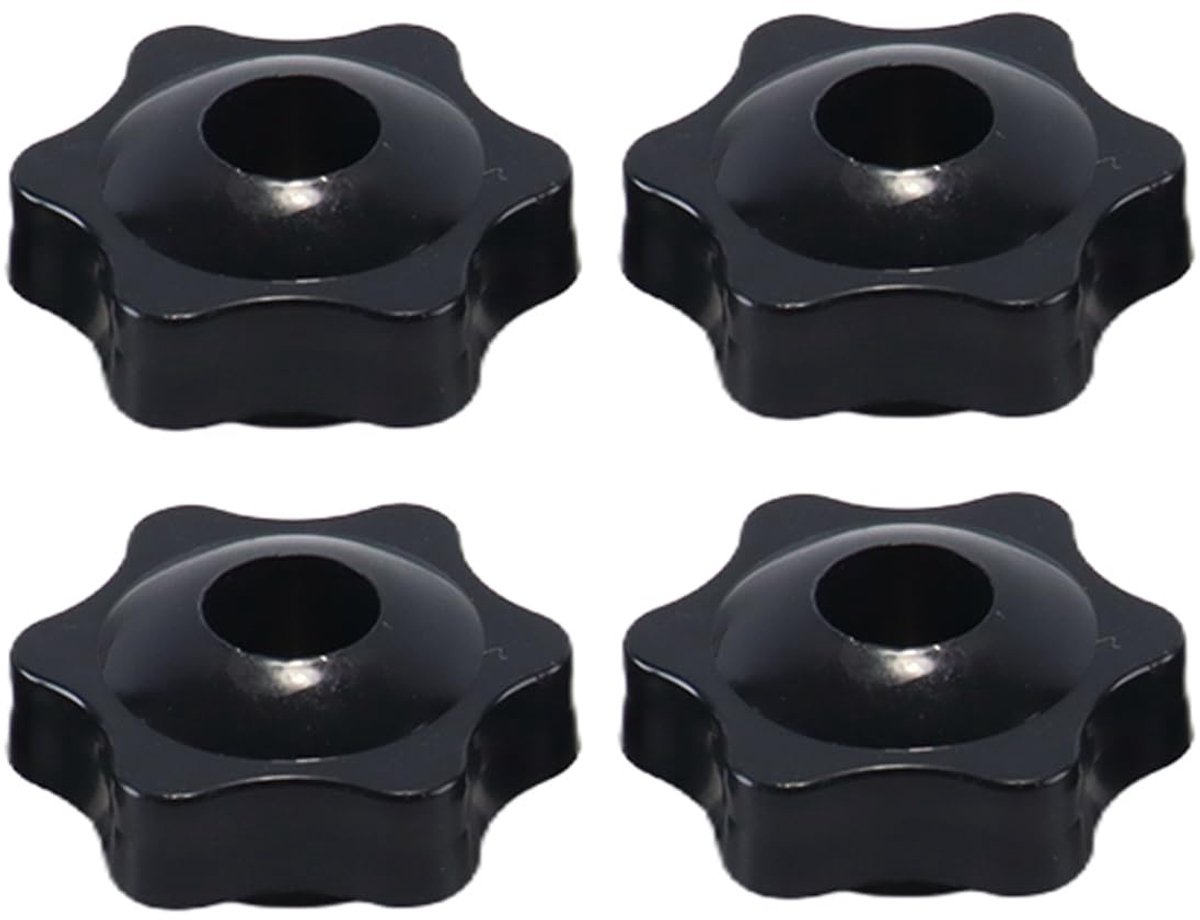 Doorsteekknopmoer M6 x 38mm - Messing en kunststof - Stervormige handgreep - Geschikt voor machines en meubels - ShopVlot