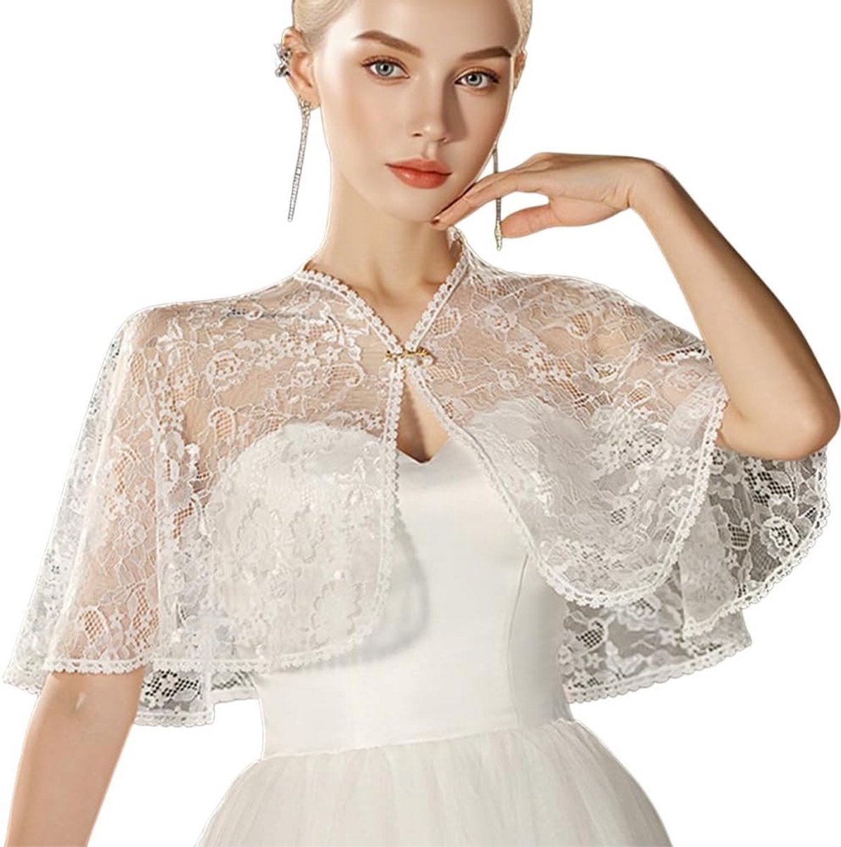 Lace sjaal voor dames - polyester - elegant kort - ideaal voor bruiloften en formele gelegenheden - ShopVlot
