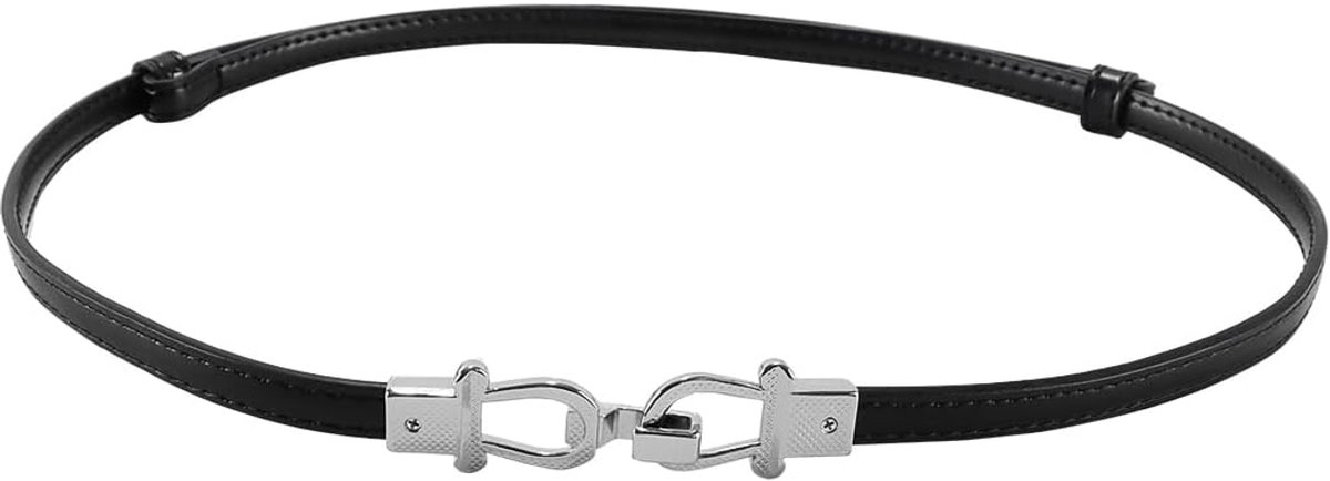 Dunne leren riem voor dames - verstelbaar 50-95 cm - zwart - klassiek ontwerp met gesp voor stijlvolle outfits - ShopVlot