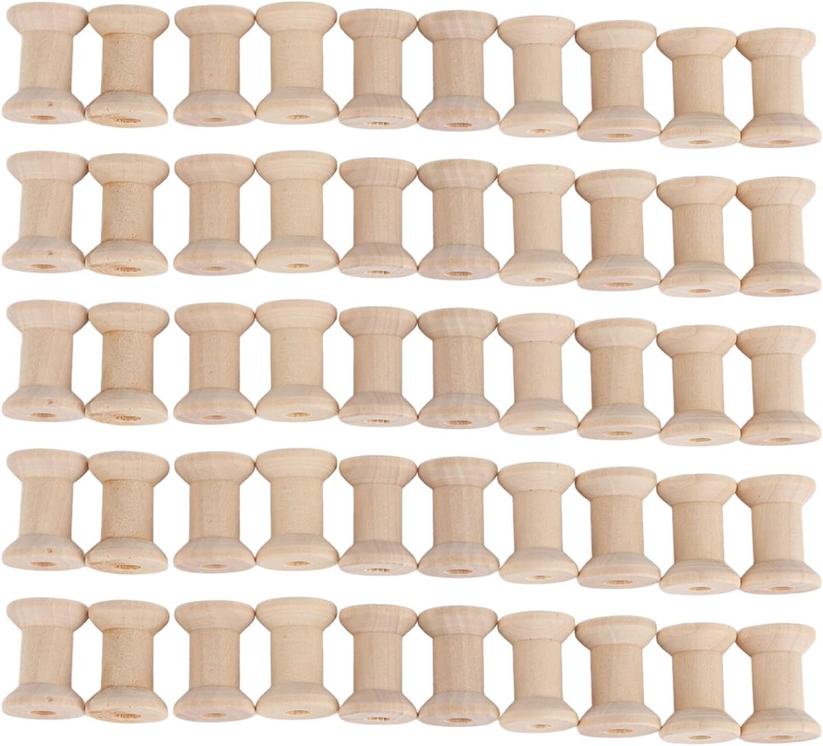 Houten Spoelen 50 Stuks - Onbehandeld Hout - Gepolijst Afwerking - Perfect voor Borduren - ShopVlot