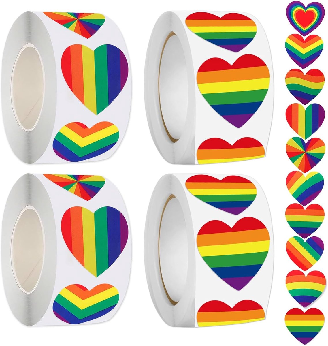 regenboogstickers 2000 stuks - hartvorm en vlagontwerp - zelfklevend - ideaal voor feestdecoratie - ShopVlot