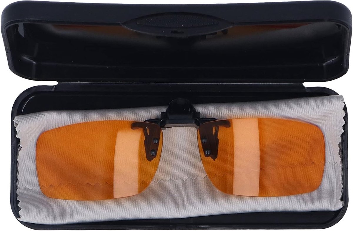 Clip-on bril blauw lichtfilterend - 180 graden verticale flip - draagbaar oranje glazen clip - ShopVlot