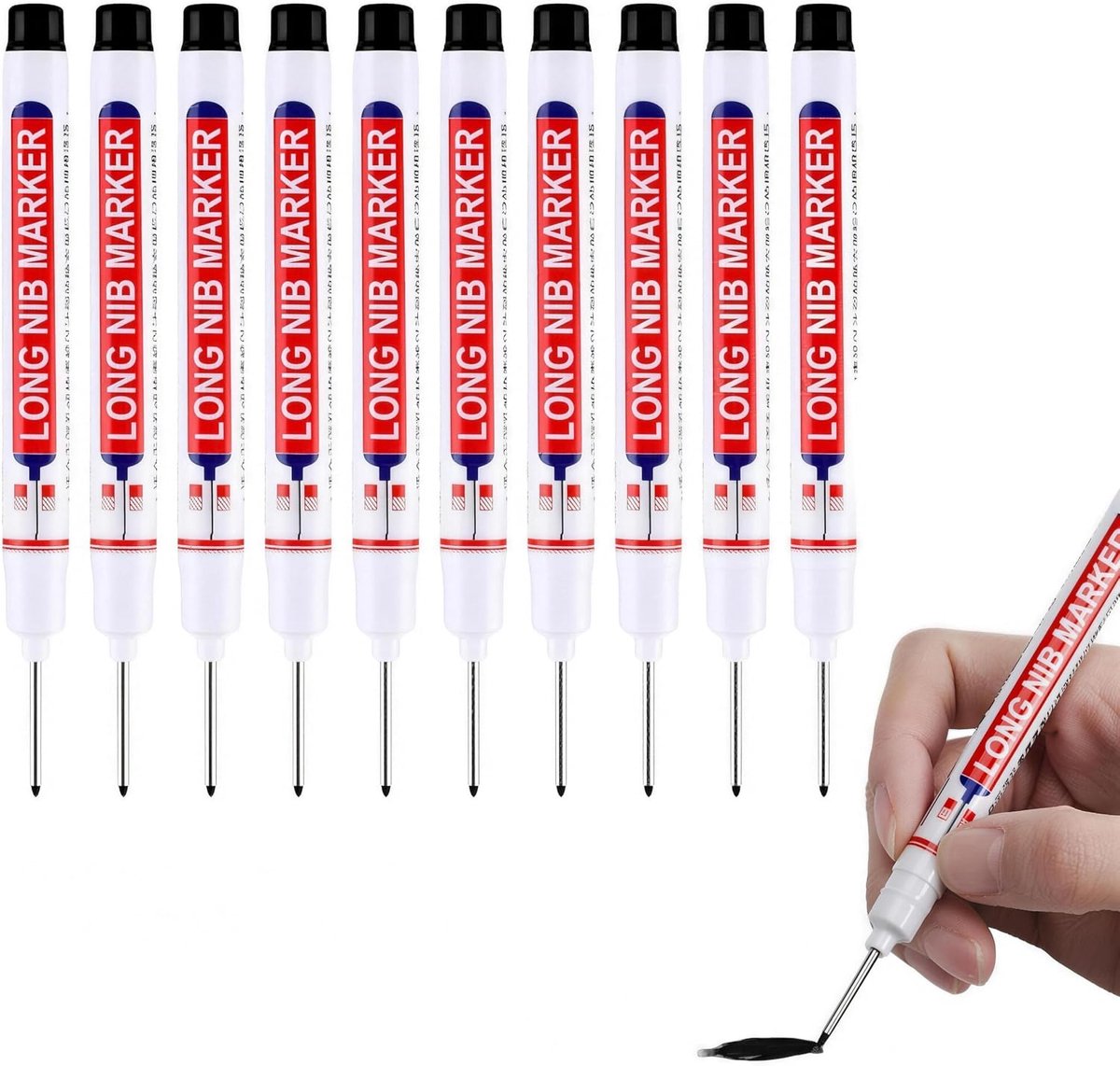 Diepe gaten marker pennen 20 mm - zwart - waterdicht - ideaal voor nauwkeurige markeringen - ShopVlot