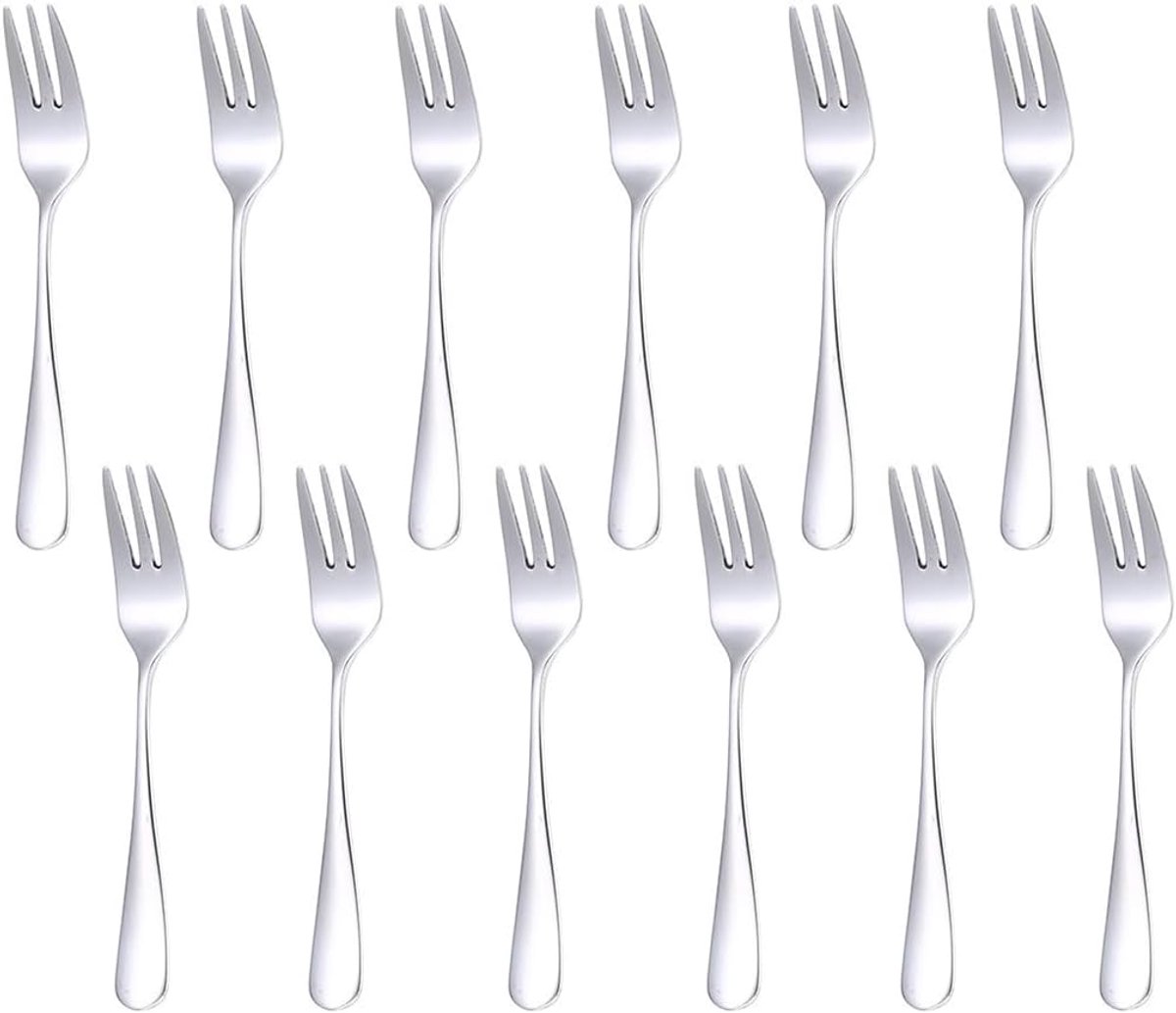 Taartvorkjes 12 stuks - roestvrij staal - hoogglans gepolijst - ideaal voor dessert - ShopVlot