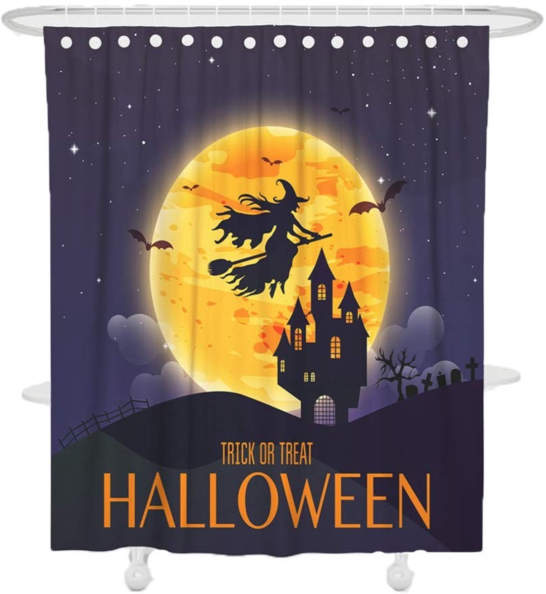 Halloween Douchegordijn met 3D Afdruk voor Badkamer Decoratie