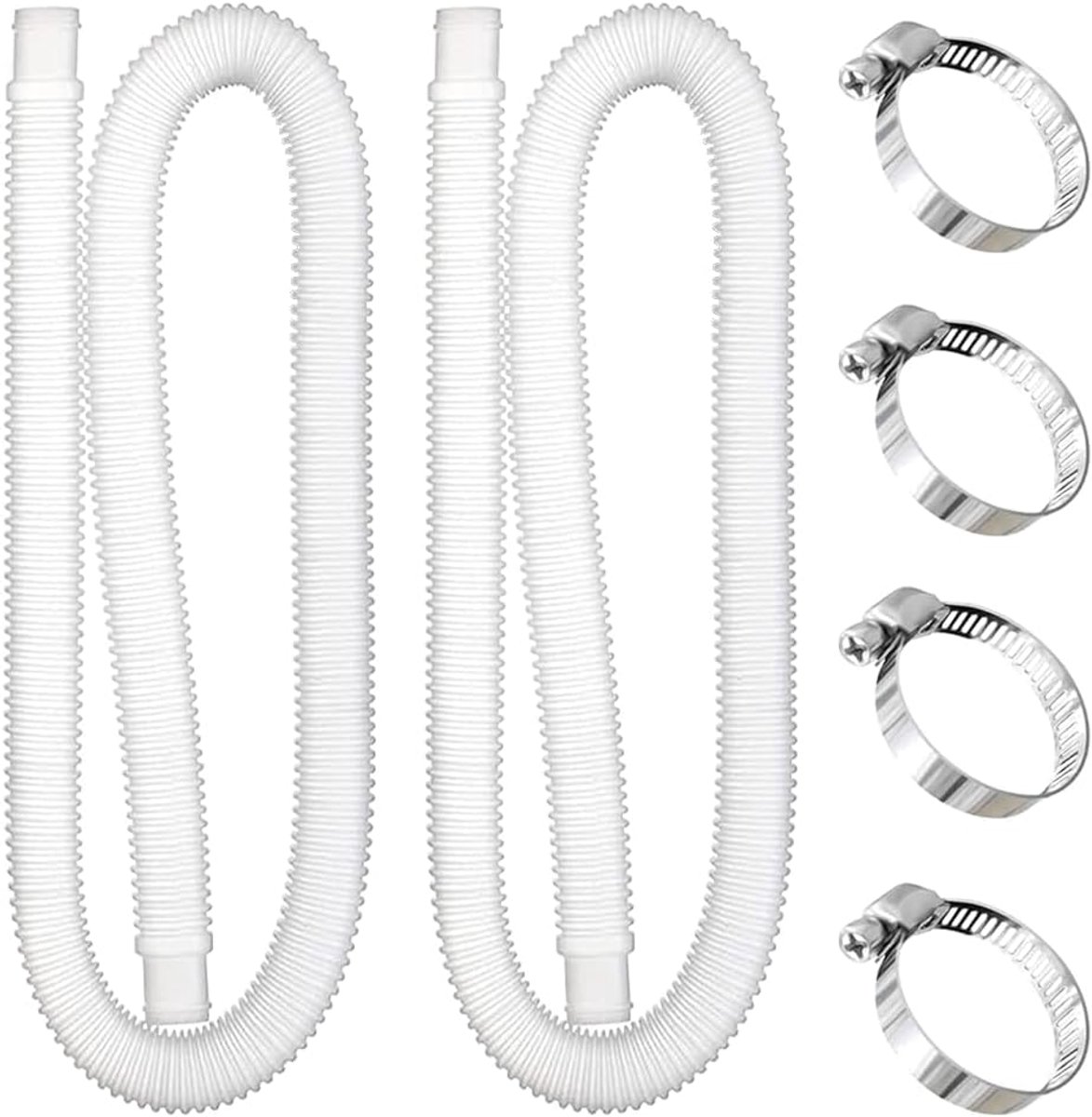 Vervangslang voor zwembaden 32 mm - 2 stuks 1 m - met 4 metalen klemmen - ideaal voor filterpompen - ShopVlot